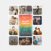 Retro Sunset Photo Mr and Mrs 1st  Anniversary Fleecedecke (Vorderseite)
