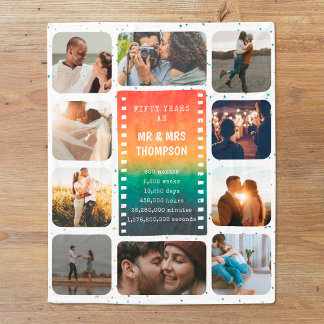 Retro Sunset Photo Mr and Mrs 50th Anniversary Fleecedecke