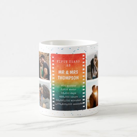 Retro Sunset Photo Mr and Mrs 50th Anniversary Kaffeetasse (Mittel)