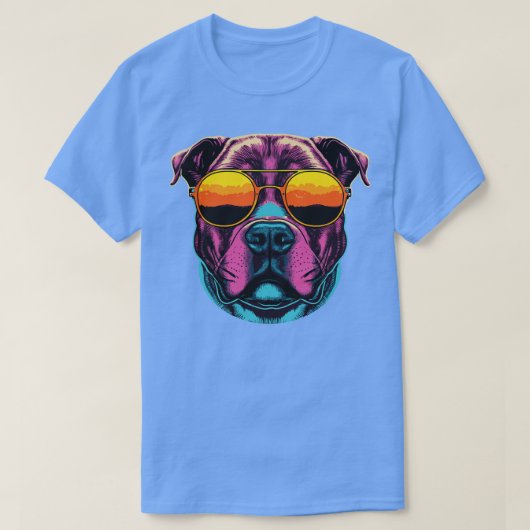 Retro Sunset Pit Bull T-Shirt (Design vorne)