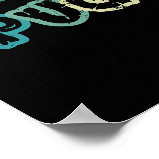 Retro Sunset Puggle Poster (Ecke)