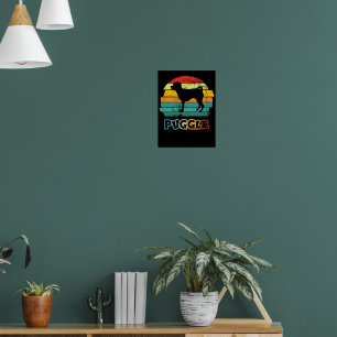 Retro Sunset Puggle Poster