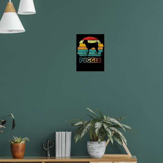Retro Sunset Puggle Poster (Wohnzimmer 1)