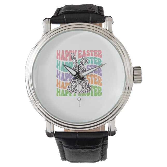 Retro Sunset Rabbit Armbanduhr (Vorderseite)
