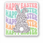 Retro Sunset Rabbit Aufkleber (Vorderseite)