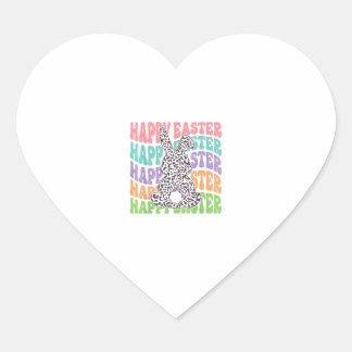 Retro Sunset Rabbit Herz-Aufkleber