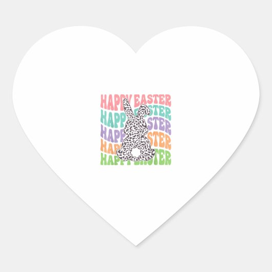 Retro Sunset Rabbit Herz-Aufkleber (Vorderseite)