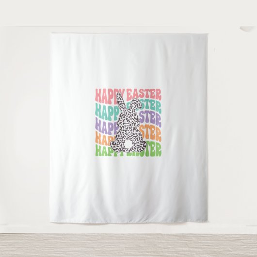 Retro Sunset Rabbit Wandteppich (Vorderseite)