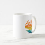Retro Sunset Rays Wavy, Retro Summer Sunset Kaffeetasse (VorderseiteRechts)