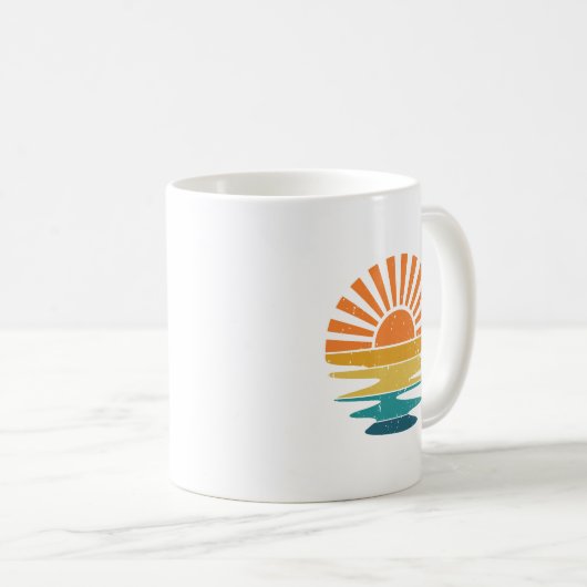 Retro Sunset Rays Wavy, Retro Summer Sunset Kaffeetasse (VorderseiteRechts)