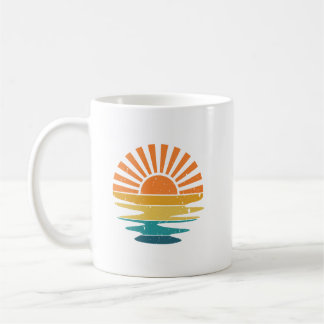 Retro Sunset Rays Wavy, Retro Summer Sunset Kaffeetasse