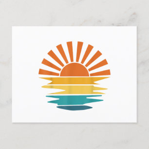 Retro Sunset Rays Wavy Vintag Retro Sunshine Sun Begleitkarte