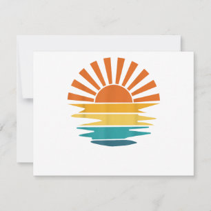 Retro Sunset Rays Wavy Vintag Retro Sunshine Sun Einladung