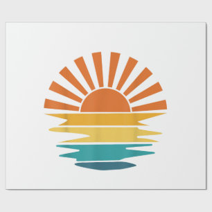 Retro Sunset Rays Wavy Vintag Retro Sunshine Sun Geschenkpapier