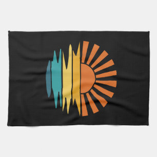 Retro Sunset Rays Wavy Vintag Retro Sunshine Sun Geschirrtuch