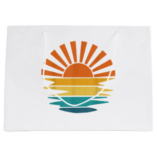 Retro Sunset Rays Wavy Vintag Retro Sunshine Sun Große Geschenktüte