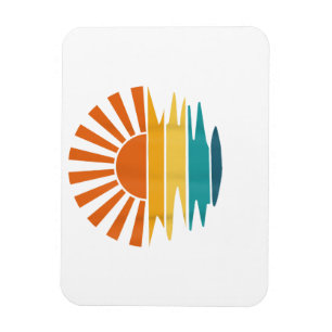 Retro Sunset Rays Wavy Vintag Retro Sunshine Sun Magnet