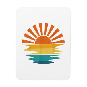 Retro Sunset Rays Wavy Vintag Retro Sunshine Sun Magnet