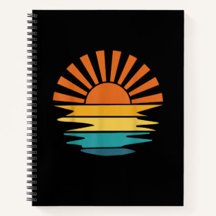 Retro Sunset Rays Wavy Vintag Retro Sunshine Sun Notizblock