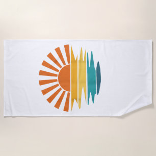 Retro Sunset Rays Wavy Vintag Retro Sunshine Sun Strandtuch