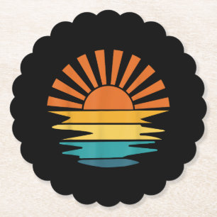 Retro Sunset Rays Wavy Vintag Retro Sunshine Sun Untersetzer