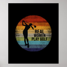 Retro Sunset Real Women Golf Poster