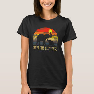 Retro Sunset Rettete die Elefanten Afrika Wildtier T-Shirt