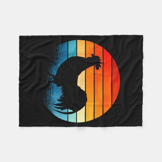 Retro Sunset Rooster Chicken Lover  Fleecedecke (Vorderseite (Horizontal))