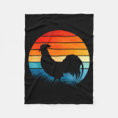 Retro Sunset Rooster Chicken Lover Fleecedecke (Vorderseite)