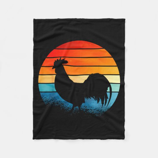 Retro Sunset Rooster Chicken Lover  Fleecedecke (Vorderseite)