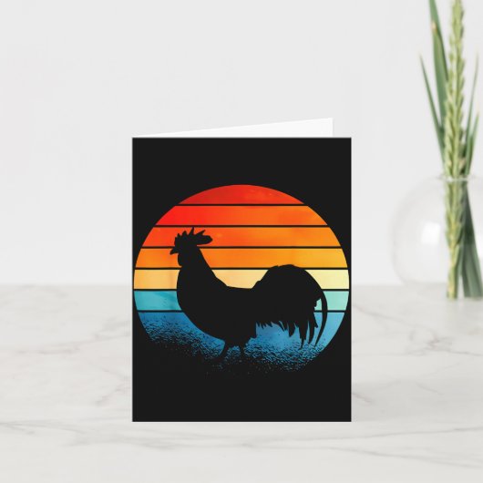 Retro Sunset Rooster Chicken Lover Karte (Vorderseite)