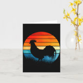 Retro Sunset Rooster Chicken Lover Karte (Gelbe Blume)