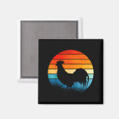 Retro Sunset Rooster Chicken Lover Magnet (Vorderseite/Rückseite)