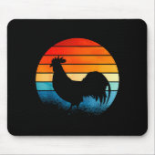 Retro Sunset Rooster Chicken Lover Mousepad (Vorne)