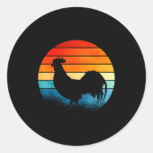Retro Sunset Rooster Chicken Lover Runder Aufkleber (Vorderseite)