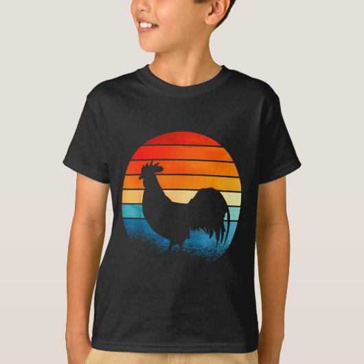 Retro Sunset Rooster Chicken Lover  T-Shirt (Vorderseite)