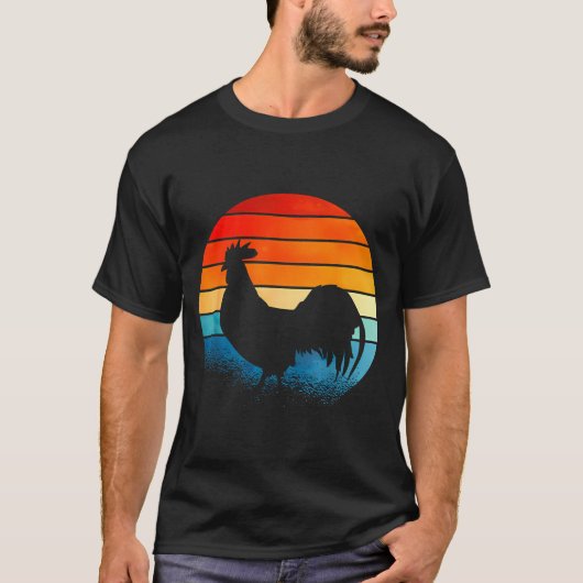 Retro Sunset Rooster Chicken Lover  T-Shirt (Vorderseite)