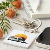 Retro Sunset RV Motorhome Eigentümer Geschenk, Woh Schlüsselanhänger (Vorderseite rechts)