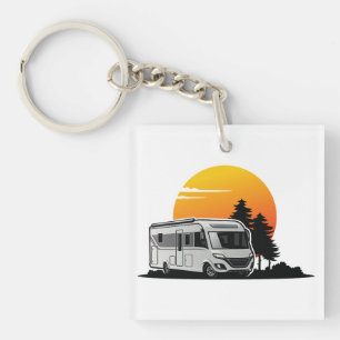 Retro Sunset RV Motorhome Eigentümer Geschenk, Woh Schlüsselanhänger