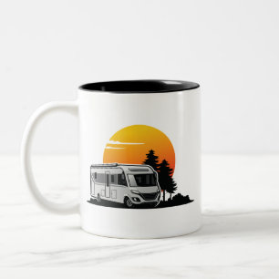 Retro Sunset RV Motorhome Eigentümer Geschenk, Woh Zweifarbige Tasse