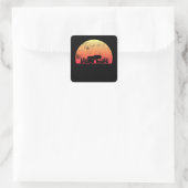 Retro Sunset RV - Selbstversorger-Geschenk Quadratischer Aufkleber (Tasche)