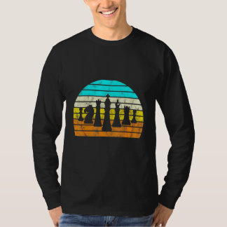 Retro Sunset Schach Silhouette Schachspieler T-Shirt
