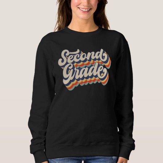 Retro Sunset Second Grade Teacher & Student Back T Sweatshirt (Vorderseite)