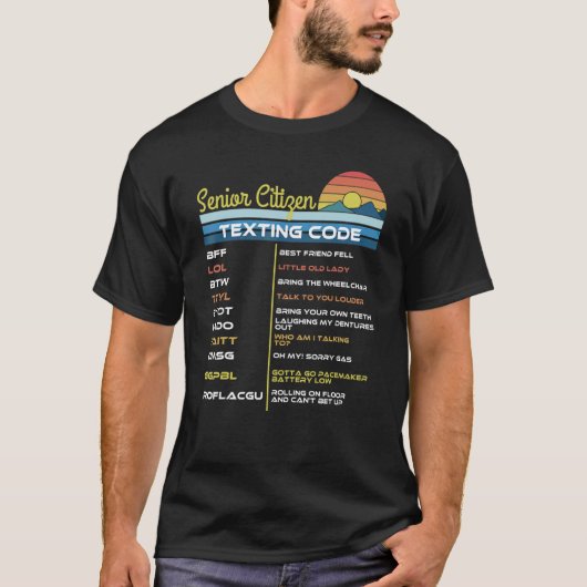 Retro Sunset Senior Citizen Sims Code Ältere T-Shirt (Vorderseite)