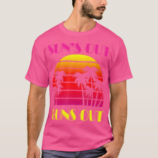 Retro Sunset setzt sich aus Guns aus Palm Beach 19 T-Shirt