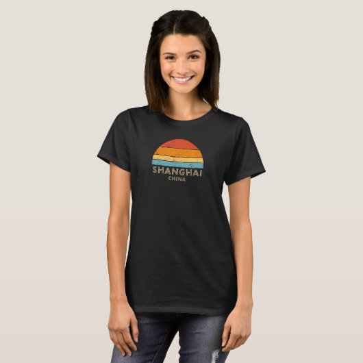 Retro Sunset Shanghai China T-Shirt (Vorne ganz)
