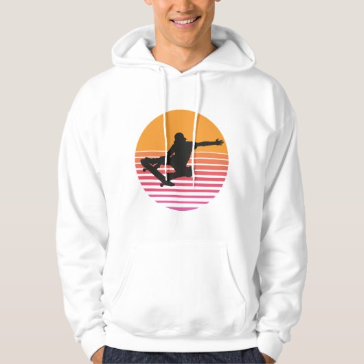 Retro Sunset Skateboarder Hoodie (Vorderseite)