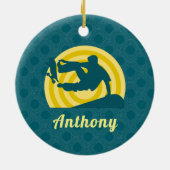 Retro Sunset Skateboarding Theme Individuelle Name Keramik Ornament (Hinten)