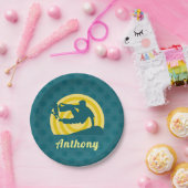 Retro Sunset Skateboarding Theme Individuelle Name Pappteller (Party)
