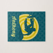 Retro Sunset Skateboarding Theme Individuelle Name Puzzle (Horizontal)